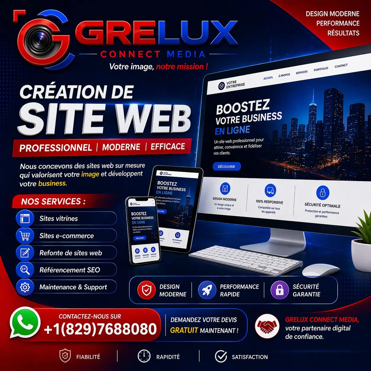 Création de Site Web - GRELUX CONNECT MEDIA